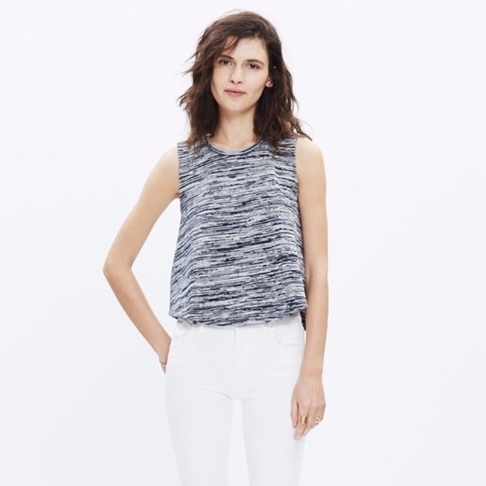 Madewell Space Dyed Tank Knit Stretchy Black Large